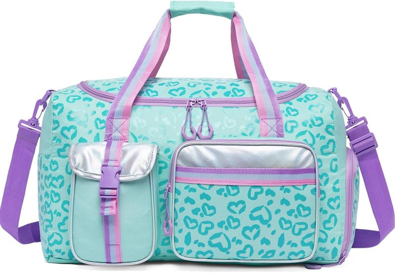 Oruiji Kids Duffle Bag Girls Women Travel Bag Gifts Overnight Bags for Girls Women Dance Sleepover Bags for Kids with Shoes Compartment - Image 1